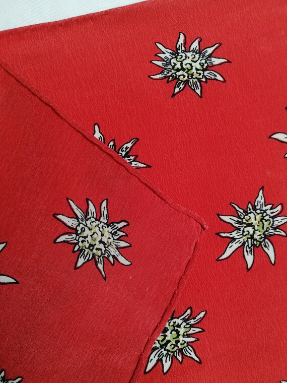 Edelweiss Silk Scarf, Austrian Small Square Scarf, Tr… Gem