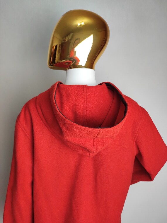 Austrian Wool Hooded Jacket, Red Full Zip Up Swea… - image 5