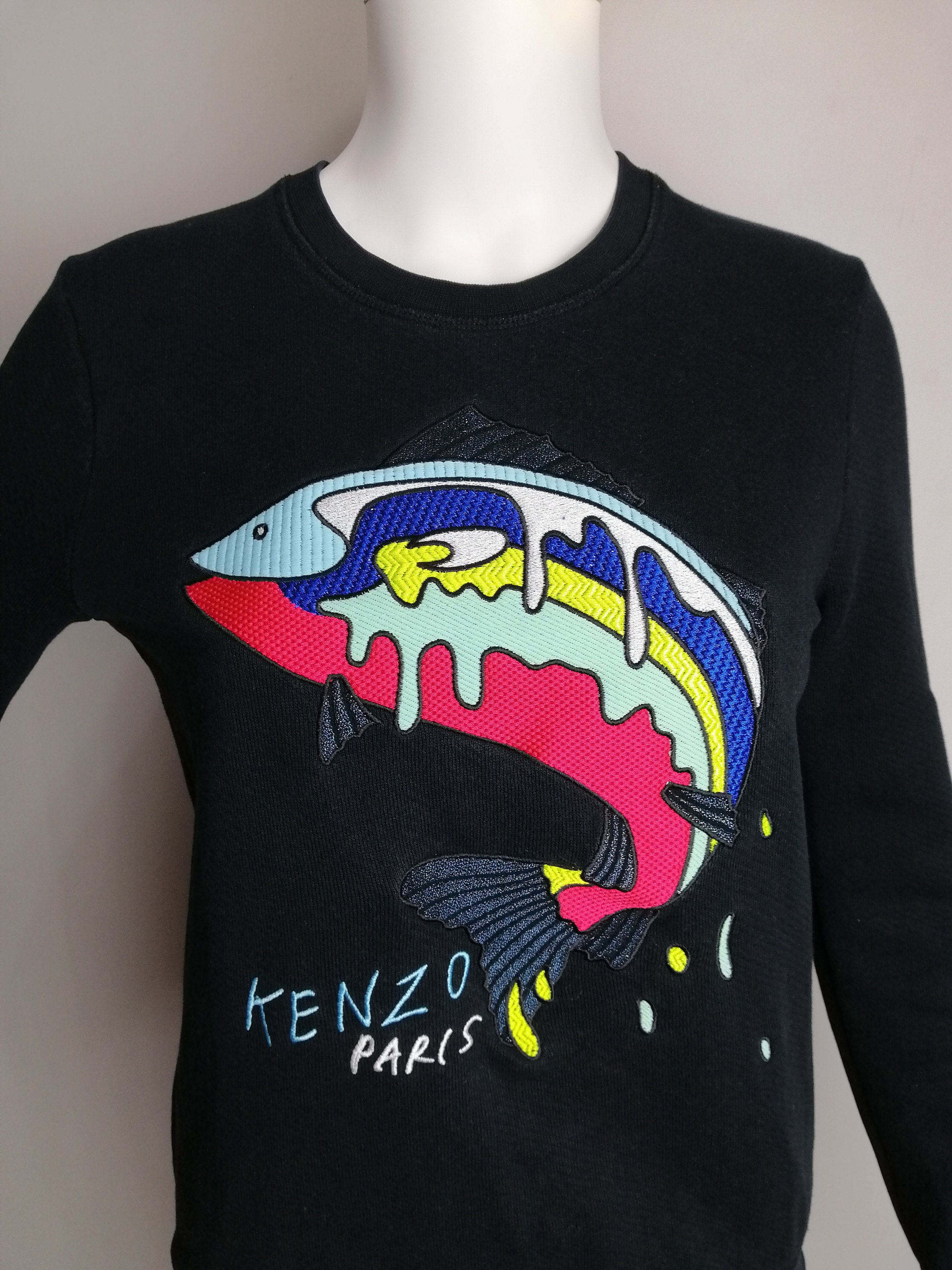 KENZO PARIS Sudadera de pescado para mujer sueter de disenador frances autentico cuello redondo de moda Y2K Streetwear sueter de algodon de manga larga tamano S Etsy Espana