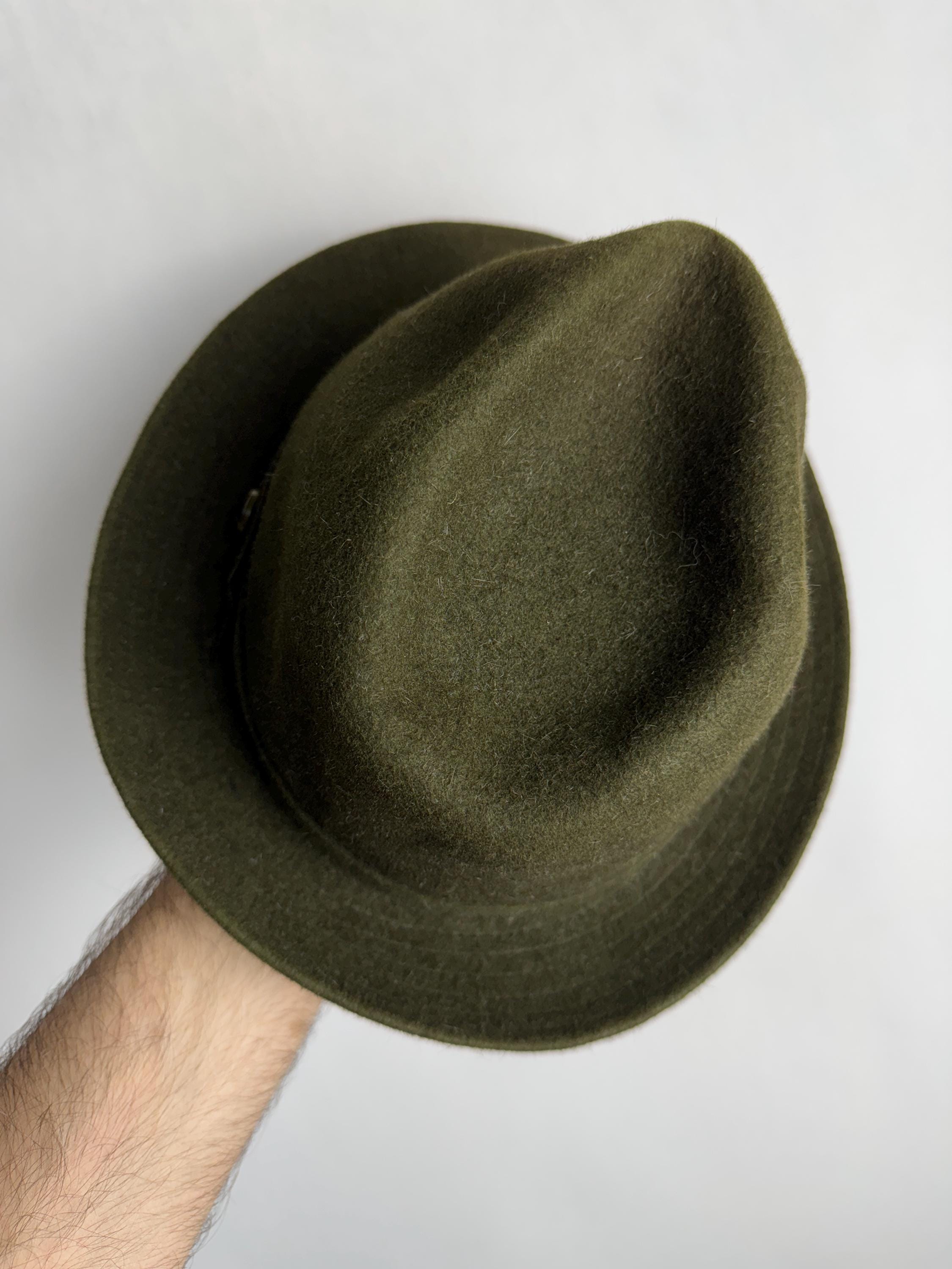 Vintage Loden Green Felt Fedora Hat Braided Trim Oktoberfest Tyrolean London VTG Bavarian Wool Hat Oktoberfest Alpine Tyrolean Green  main image 2