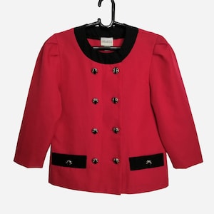 VINTAGE Double Breasted Blazer, 80s Womens Red Jacket, Polyester Large Oversized Blazer, 1980s Fashion Chic Blazer, Made In USA Clothing