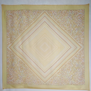 Geometric Print Silk Scarf, Chiffon Large Square Scarf, Yellow Summer Neck Scarf, Patterned Head Scarf, Pure Silk Accessory, Gift For Her