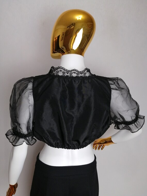 Dirndl Cropped Top, Puff Sleeve Austrian Blouse, … - image 3