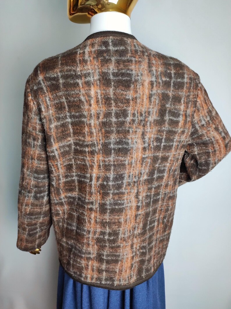 Boiled Wool Jacket, Austrian Brown Wool Cardigan, Oktoberfest Trachten