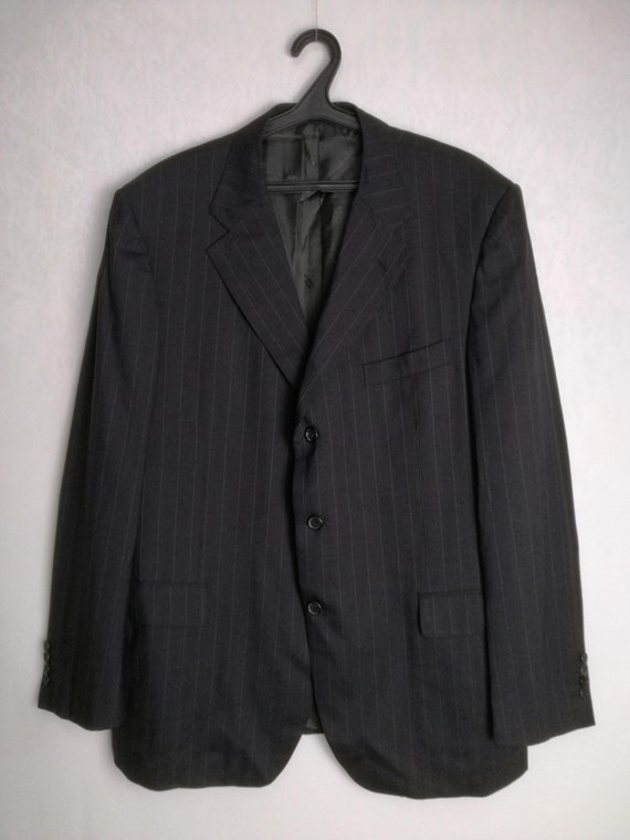 LANVIN PARIS Wool Suit Jacket, French Designer Mens Striped