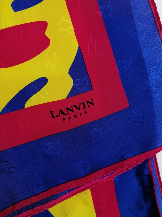 LANVIN PARIS Vintage Silk Scarf Abstract Print 90… - image 3