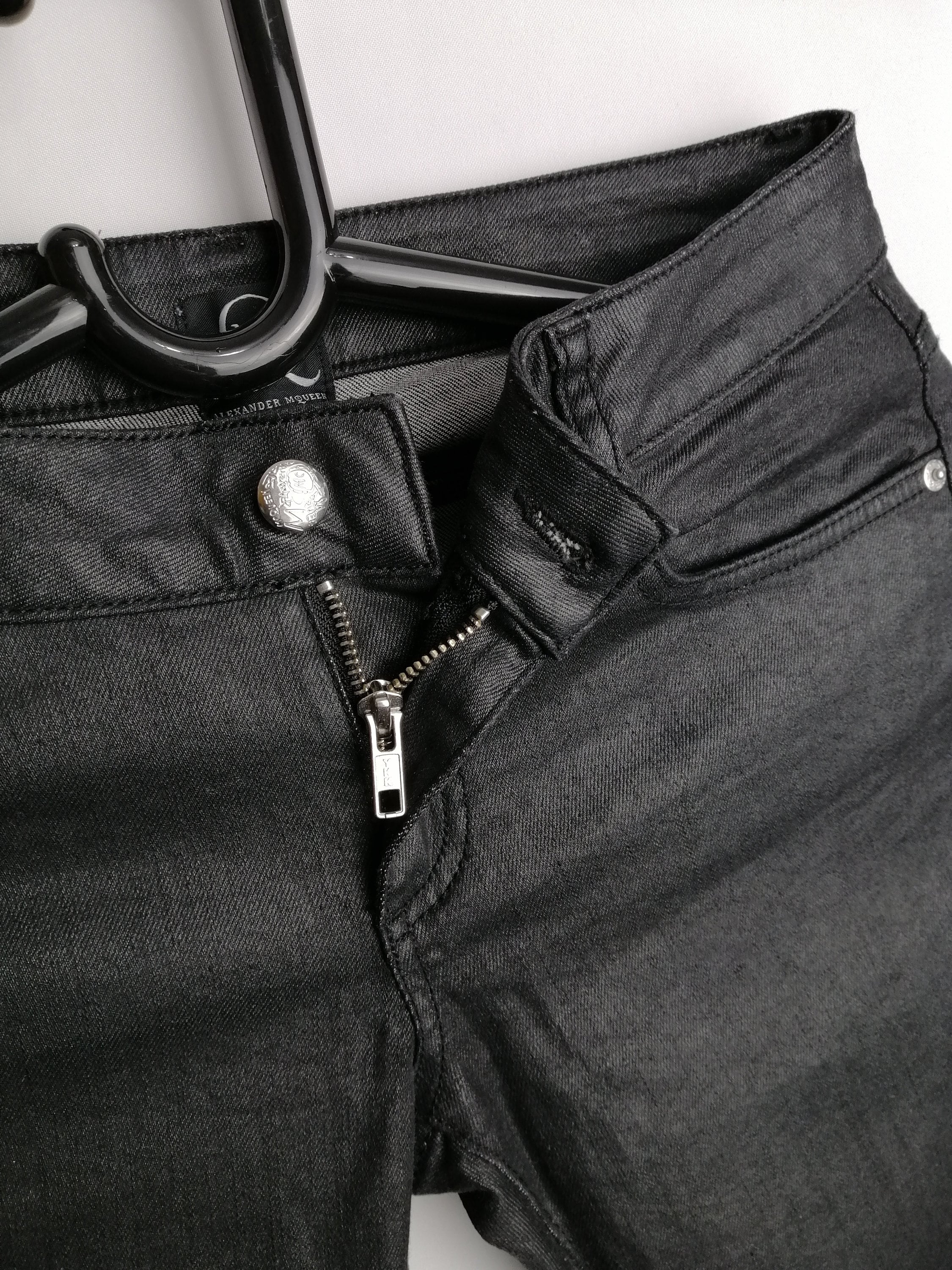 ALEXANDER MCQUEEN Vintage Waxed Jeans Black Wolf Patched