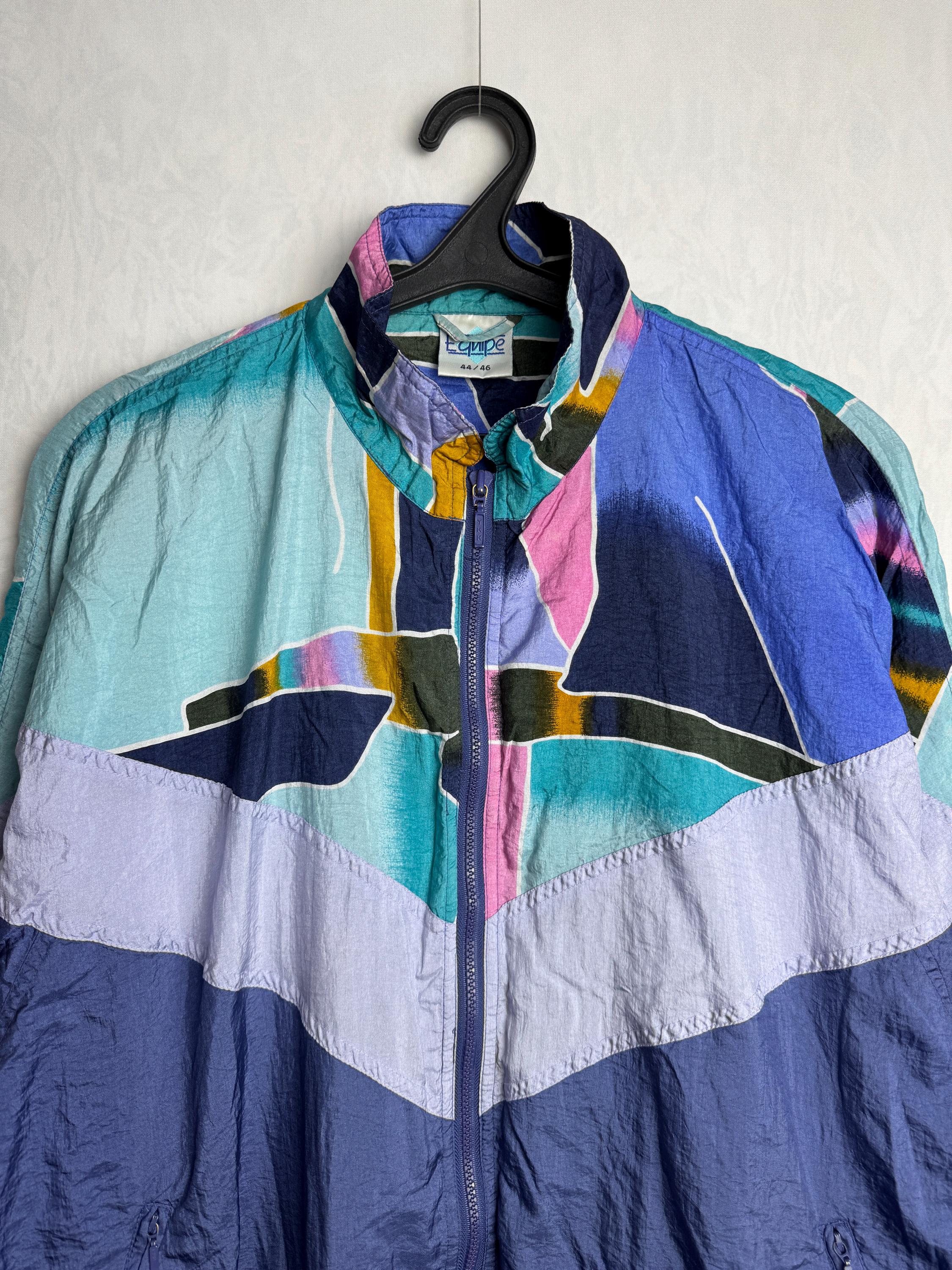 ナイロンジャケット 80's  nylon hoodie jacket 80s Colorblock Unisex Windbreaker, Outdoor Zipped Track Jacket