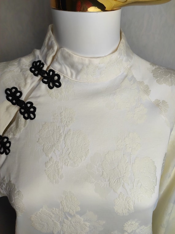 Chinese Floral Jacquard Blouse, Asian Cheongsam B… - image 3