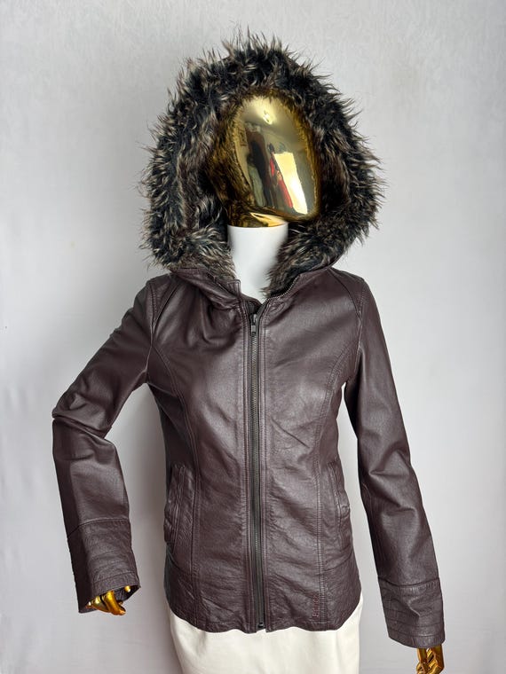 ジャケット・アウター LADY VOLUME vintage leather jacket brown Oversized Brown Leather Jacket 90s Women Genuine Leather