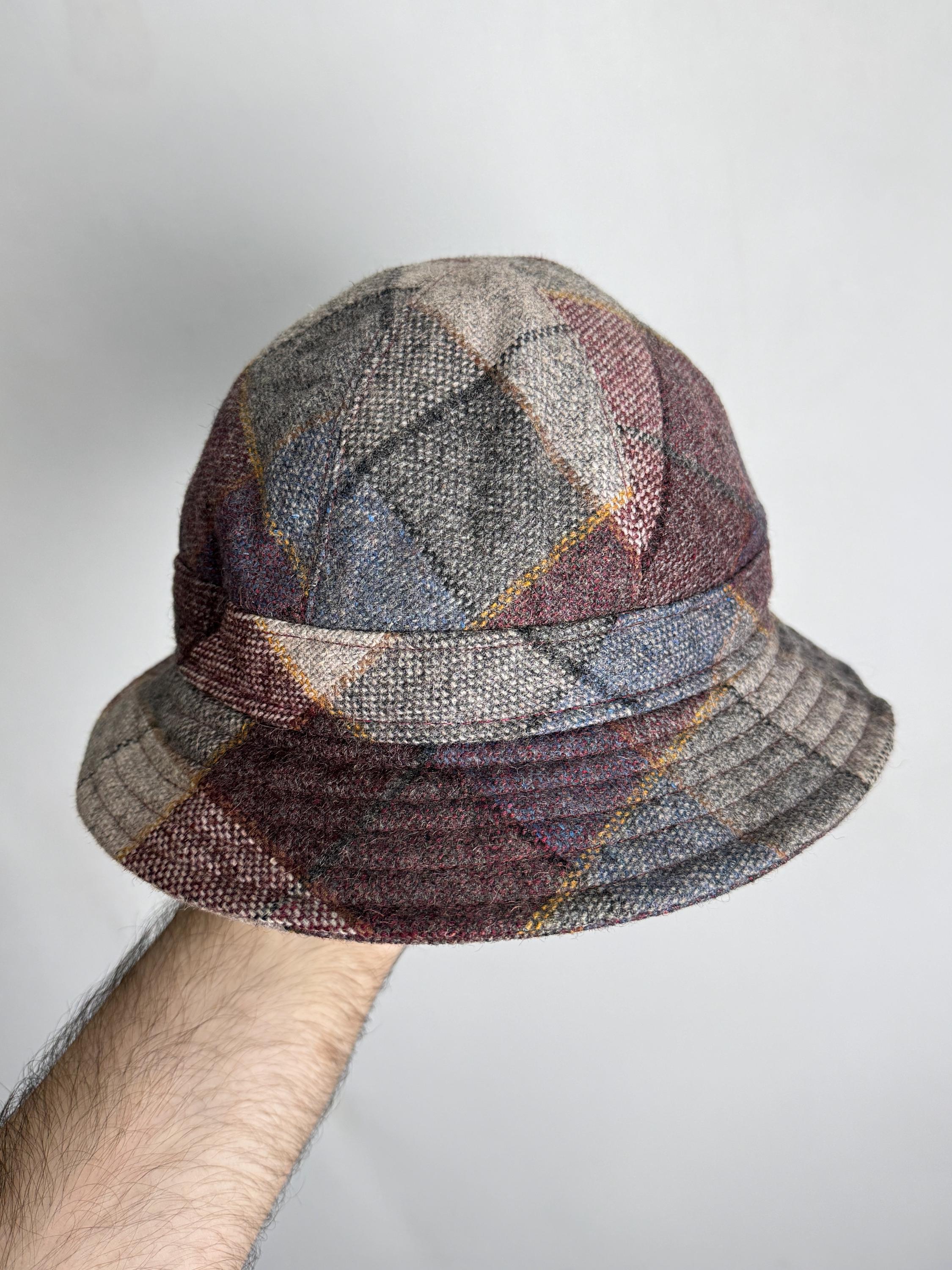 Vintage Wool Bucket Hat, 80s Plaid Tweed Hat, Made in Italy  display picture 1