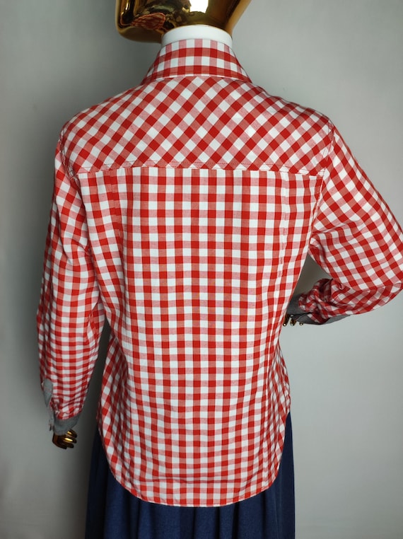 Trachtenbluse Damen Kariert - Oktoberfest Oberteil Mit Dirndl Look