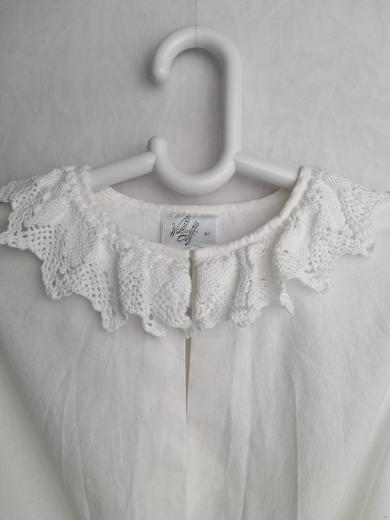 DIRNDL White Cropped Top, Puff Sleeve Austrian Bl… - image 3