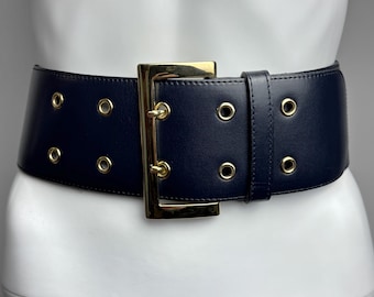 JUST CAVALLI Leather Belt, Y2K Italian Designer Belt, Big