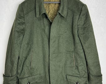 Alpen Loden Wool Coat, Mens Austrian Wool Jacket, 80s Navy