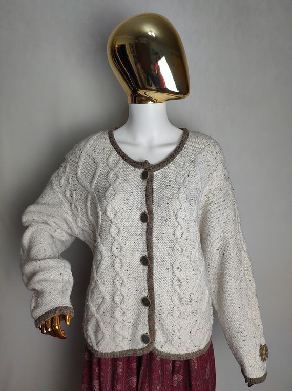 Austrian Knit Cardigan, Dirndl Folk Cardigan, Trad