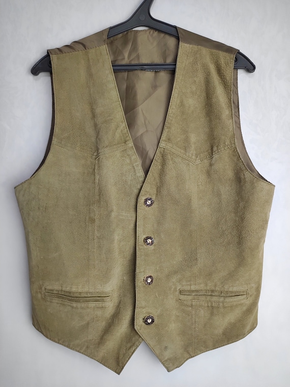 Austrian Suede Vest, Trachten Leather Vest, Men O… - image 6