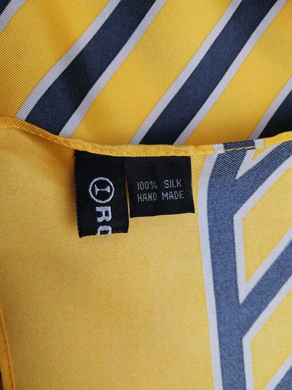 VINTAGE Silk Scarf Yellow Striped Pure Silk Scarf… - image 3
