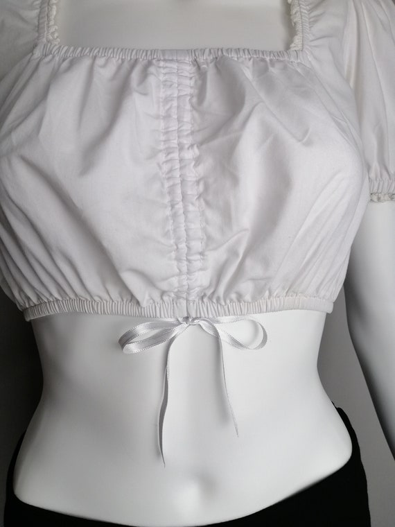 Dirndl Cropped Top, Puff Sleeve Austrian Blouse, … - image 9