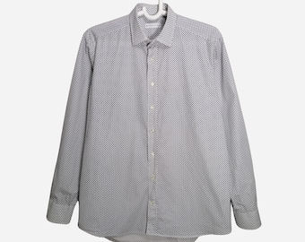 ETRO Vintage Mens Shirt Italian Designer Paisley Print Cotton Button Up Shirt Made In Italy Long Sleeve Slim Fit Shirt