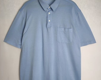 BRIONI Mens Polo Shirt, Italian Luxury Designer Shirt, Light Blue Cotton Polo, Made In Italy Collared Polo, Short Sleeve Golf Shirt, 3XL