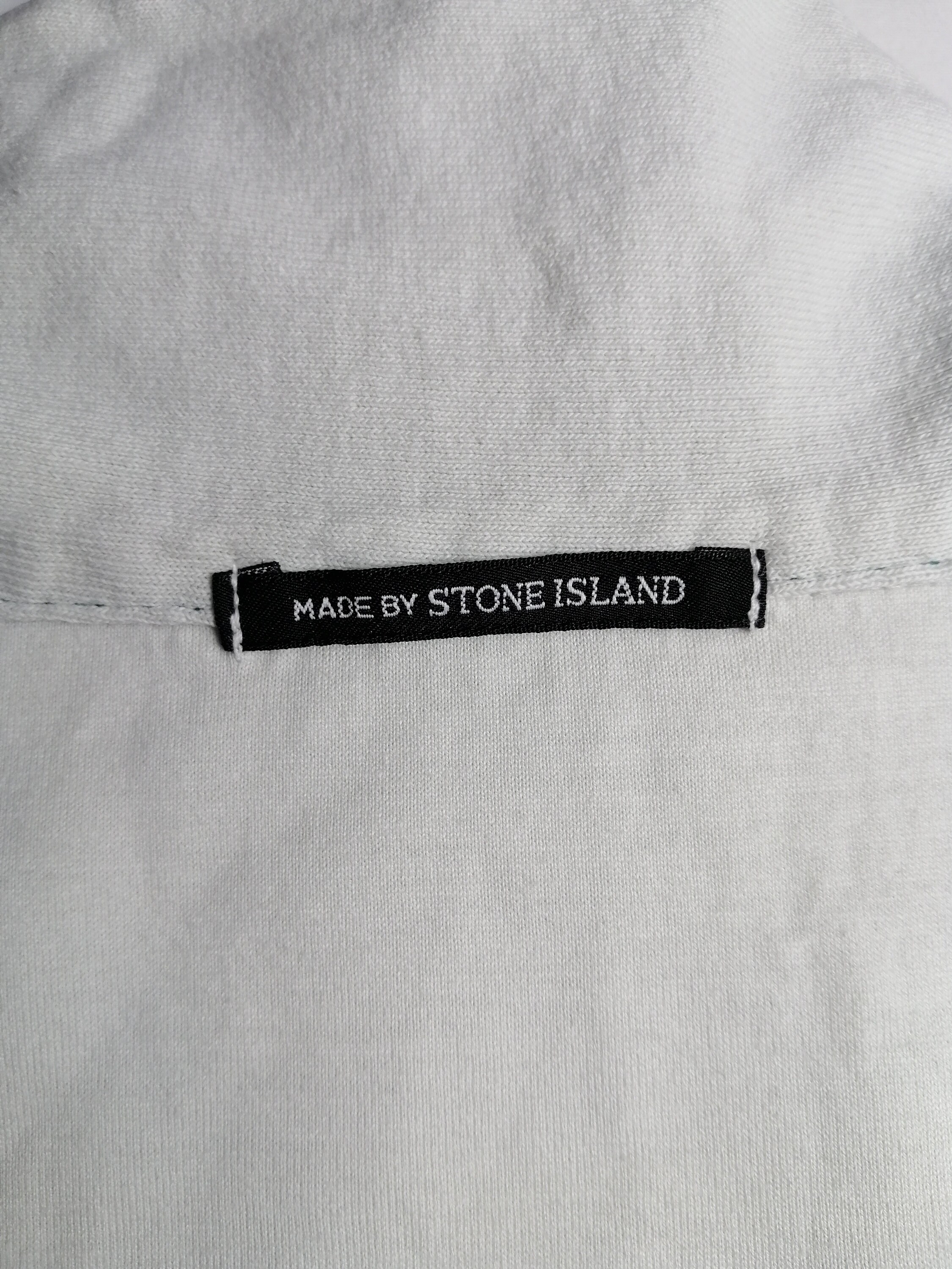 STONE ISLAND Vintage Mens Polo Shirt 90s White Green Cotton