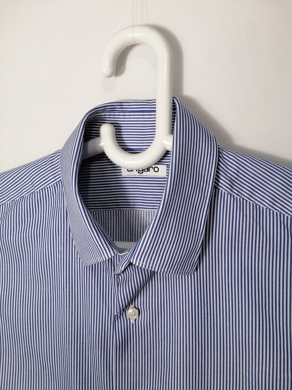EMANUEL UNGARO Mens Shirt Blue White Striped Cott… - image 2