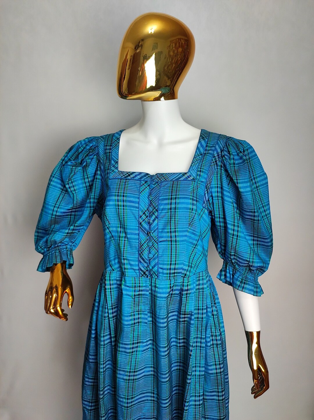 Pure Silk Dirndl Dress, Puff Sleeve Trachten Dress, Traditional ...