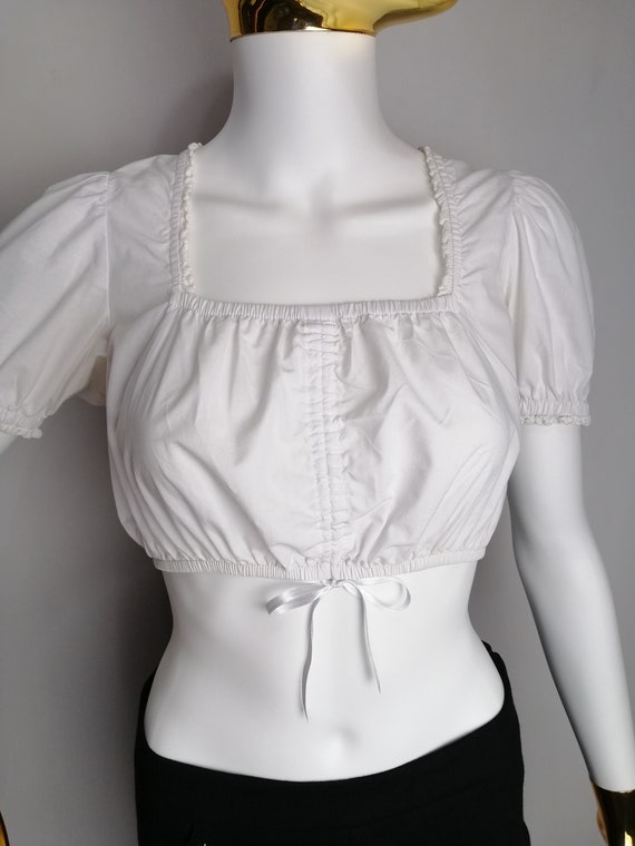 Dirndl Cropped Top, Puff Sleeve Austrian Blouse, … - image 2