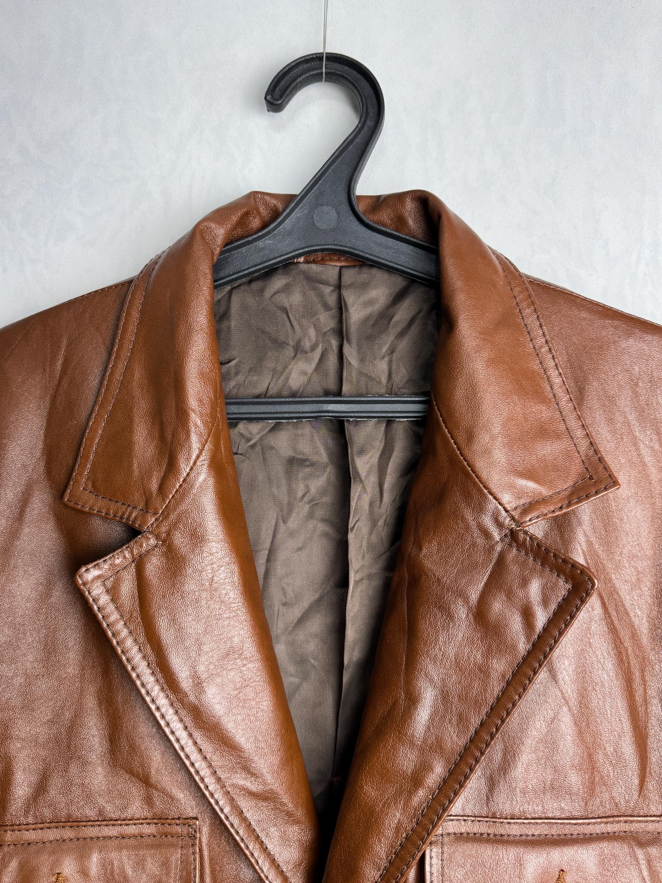 Vintage Mens Leather Jacket, 70s Style Leather Safari Jacket