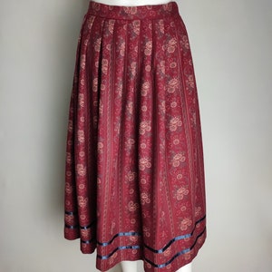 Austrian Floral Cotton Skirt, Dirndl Folk Skirt, Traditional Trachten Midi Skirt, Oktoberfest Tyrol Skirt, German Bavarian Alpine Skirt, S