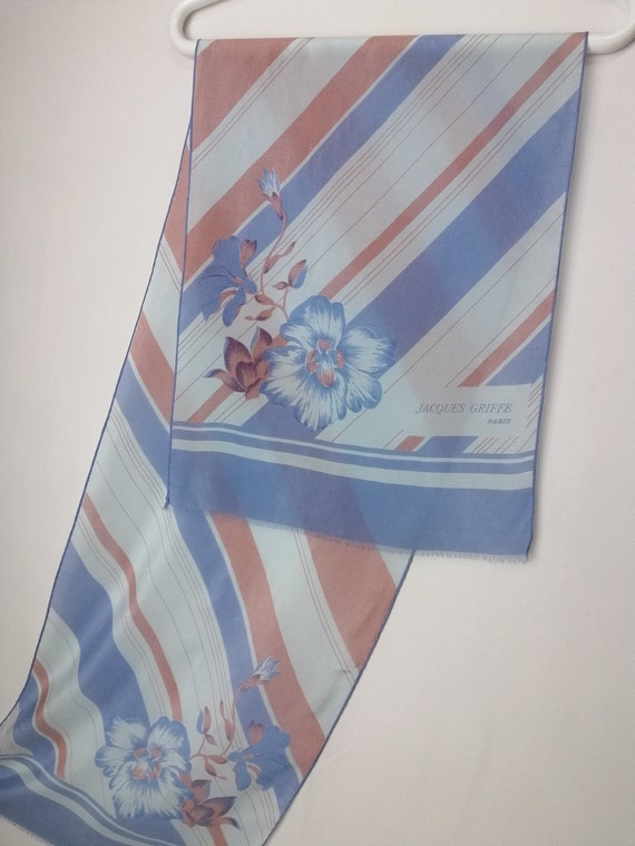 Écharpe Vintage Jacques Griffe En Soie 100% - Bordeaux - Dimensions 36x135 Cm - Occasion