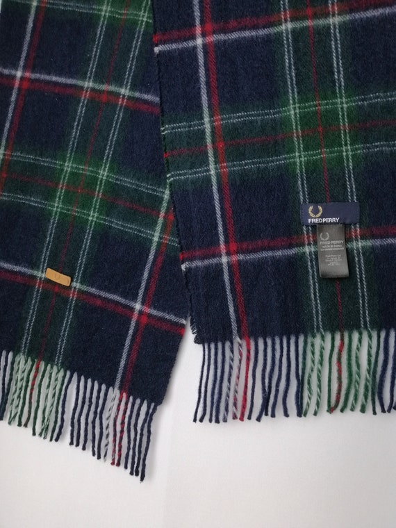 FRED PERRY Wool Cashmere Scarf, Casual Plaid Long… - image 4