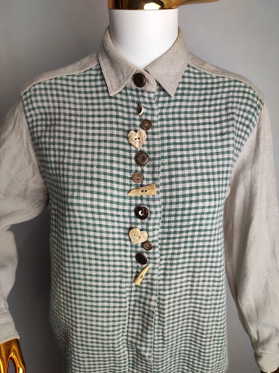 Pure Linen Trachten Shirt, Traditional Austrian B… - image 1