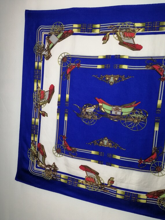 VINTAGE Silk Scarf Coach Carriage Print Pure Silk… - image 4