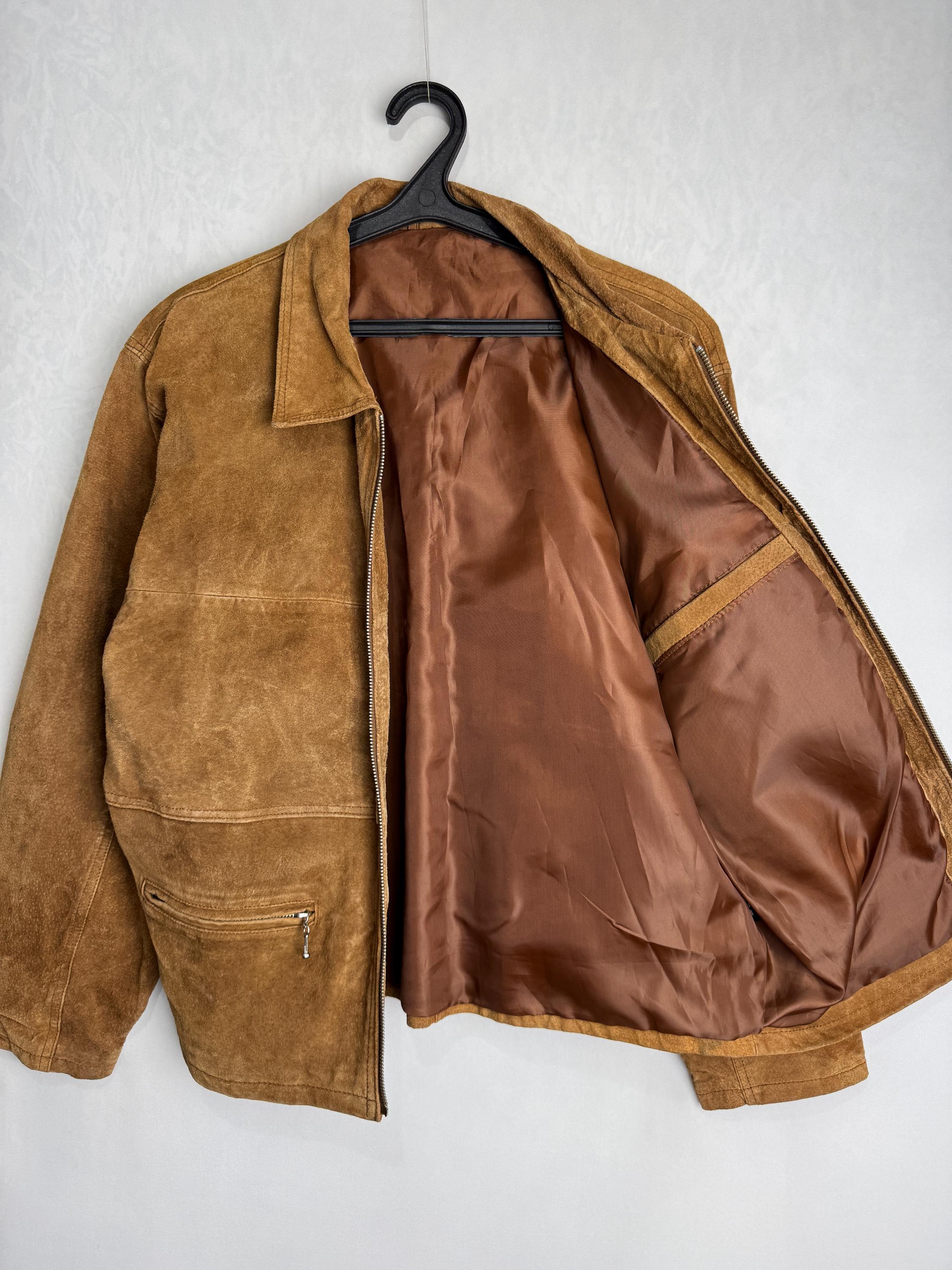 90s Mens Suede Jacket, Genuine Leather Hunting Jacket, Full Zip up