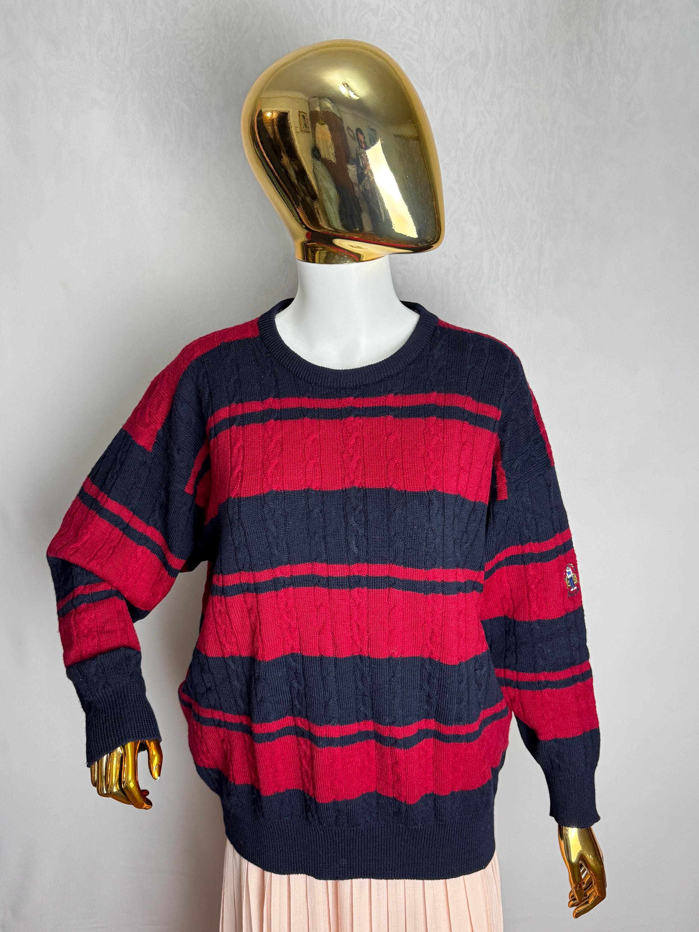 PRINGLE of SCOTLAND ウールケーブルニットセーター、80年代風オーバー