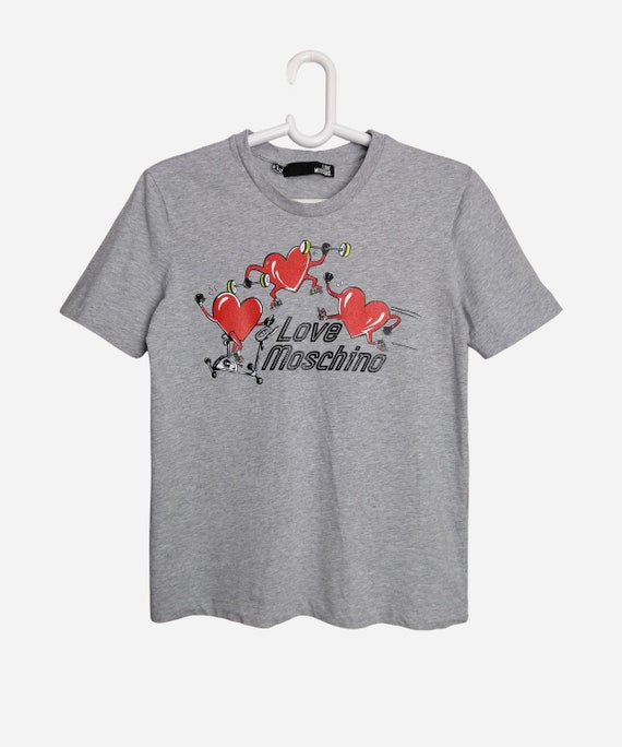 LOVE MOSCHINO T-shirt, Heart Print Tee, Authentic Fashion Designer