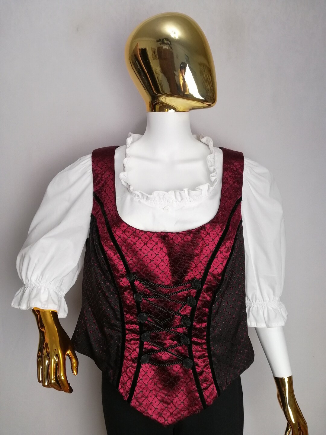 Chemisier Dirndl Femme Pour Oktoberfest - Dentelle, Col V, Coupe Courte - Style Bavarois Traditionnel - Pour Fêtes Et Carnavals - 3