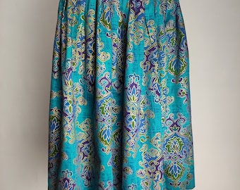 Austrian Cotton Skirt, Dirndl Folk Skirt, Traditional Trachten Midi Skirt, Oktoberfest Tyrolean Skirt, German Bavarian Alpine Skirt, Size L