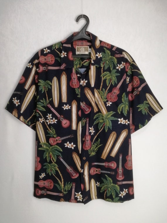 Camicia Casual Da Uomo Miami Palm Beach Con Bottoni-Aloha Con - Foto 6