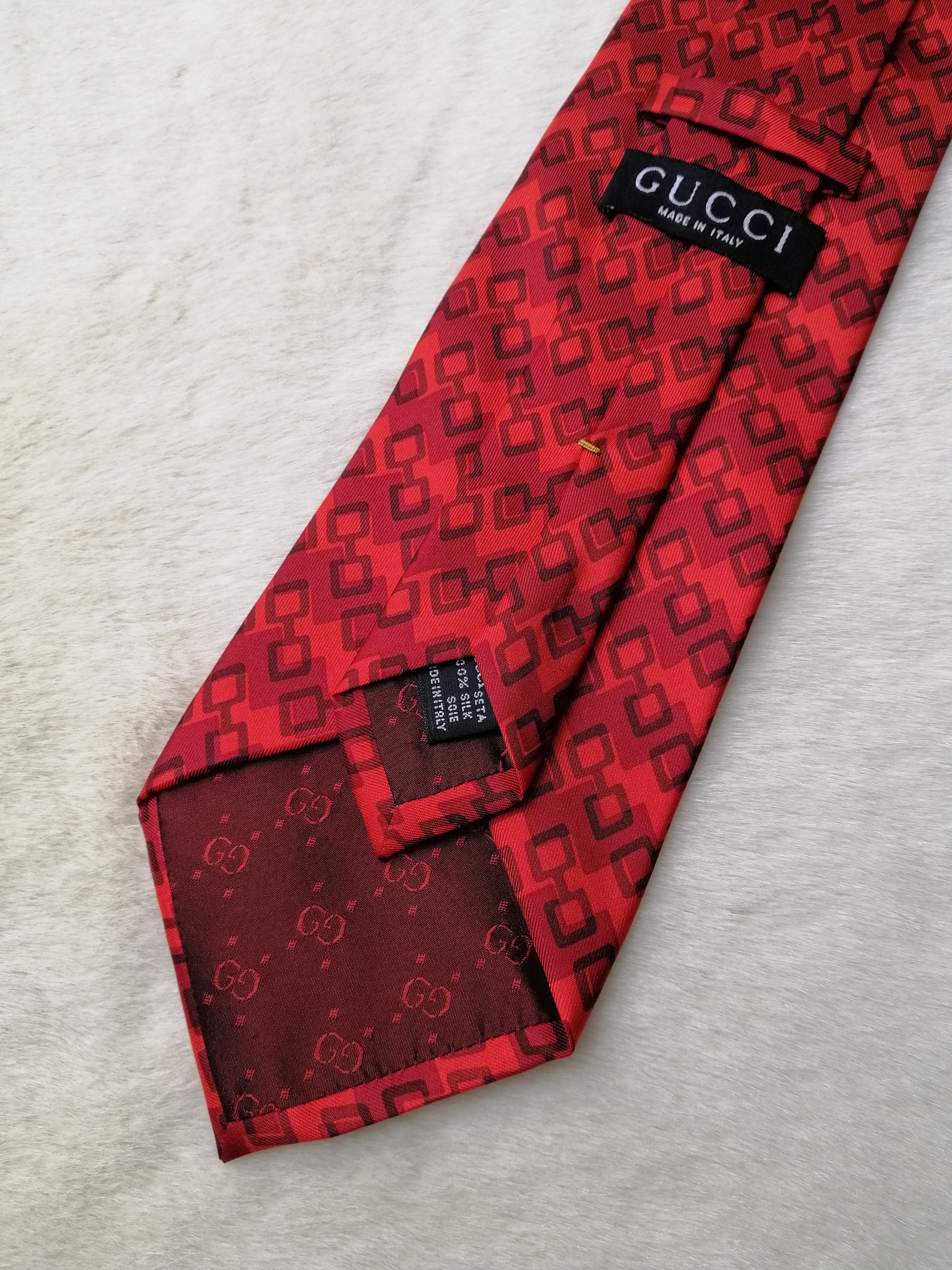 GUCCI Vintage Mens Silk Neck Tie Red GG Designer Necktie For Etsy