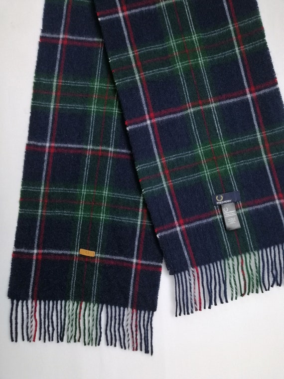 FRED PERRY Wool Cashmere Scarf, Casual Plaid Long… - image 9