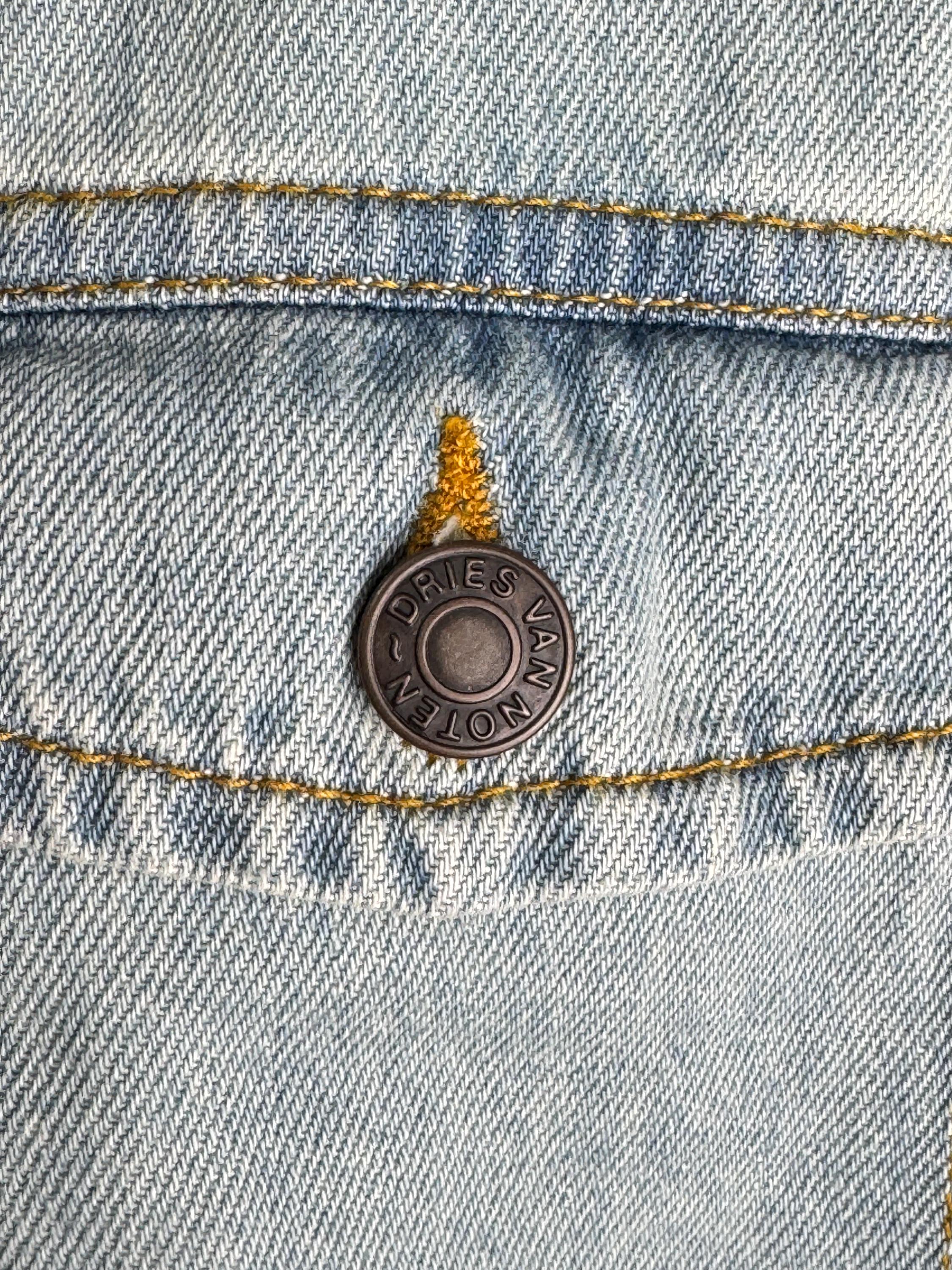 DRIES VAN NOTEN Round Denim Jacket, Y2K Designer Jean Jacket
