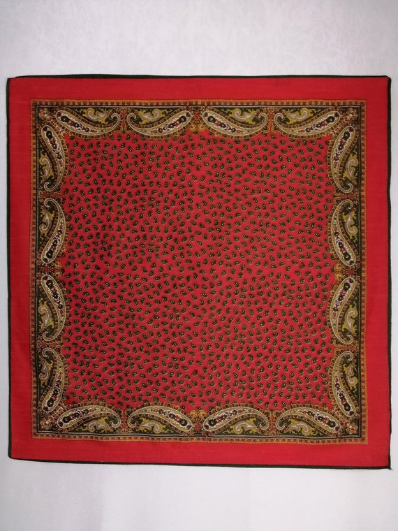 Paisley Wool Square Scarf, 80s Patterned Boho Scarf, Red Wool Neck Scarf, Russian Ukrainian Babushka Scarf, Winter Accessories, Gift For Her