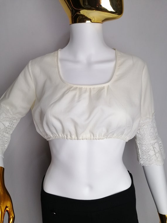 Chemisier Dirndl à Manches Longues - Dentelle Coton - Style Oktoberfest - Femme