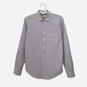 HUGO BOSS Vintage Mens Shirt Button Up Striped Slim Fit Long Sleeve Shirt Size M