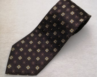 Corbata de seda KENZO PARIS, corbata de declaración de patrón geométrico, corbata de cuello de diseñador francés, accesorio de traje de hombre, corbata de boda de caballero, regalo para él
