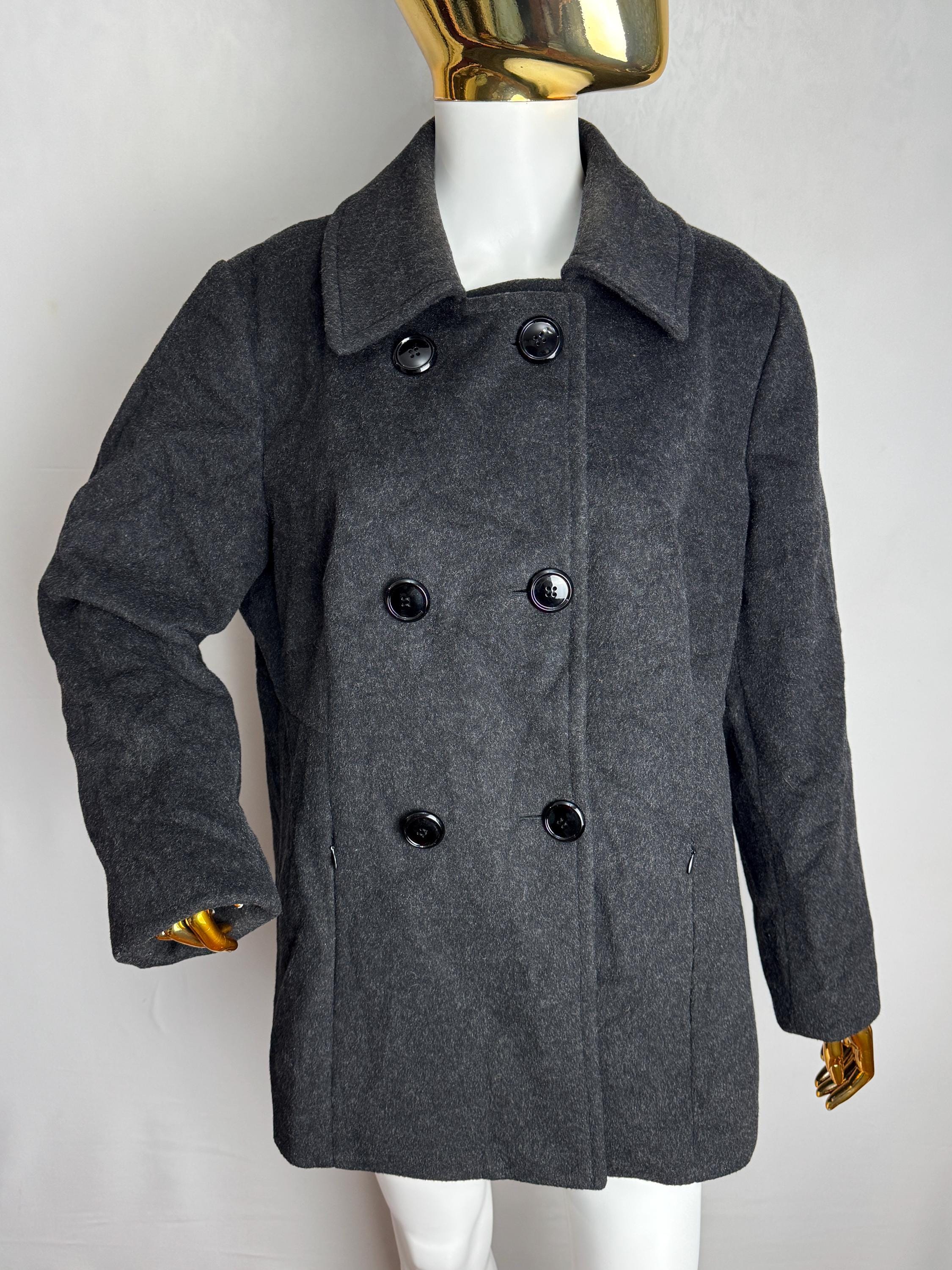 archive 90s Lieve van gorp wool coat コート PER TE by KRIZIA Vintage Wool Coat, Black Double Breasted Winter