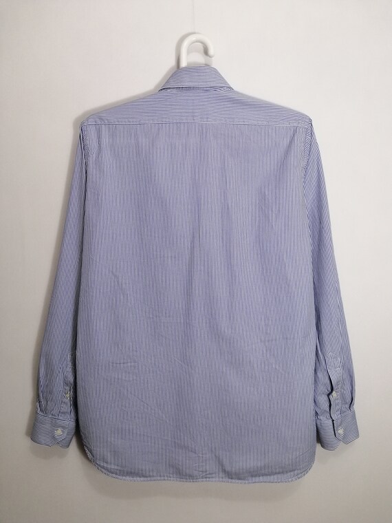 EMANUEL UNGARO Mens Shirt Blue White Striped Cott… - image 5